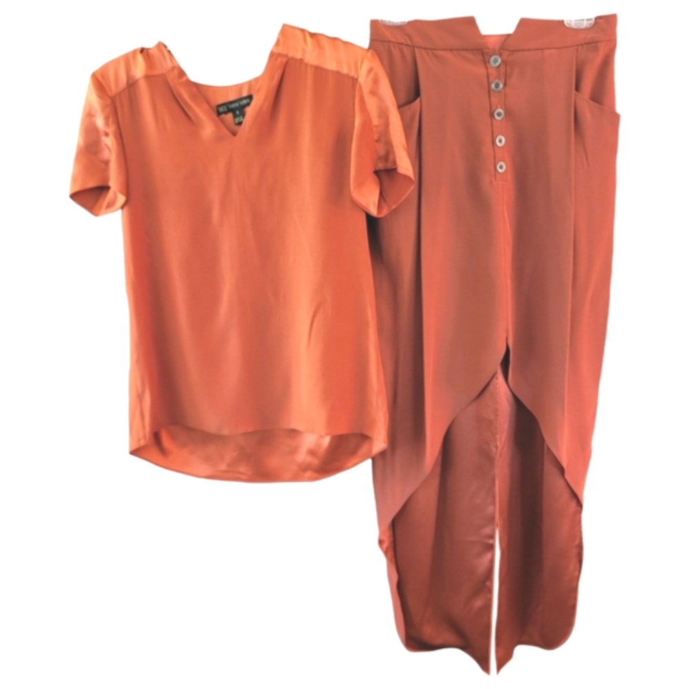 MEI New York Orange Skirt Set Flowy and Elegant - Size 0